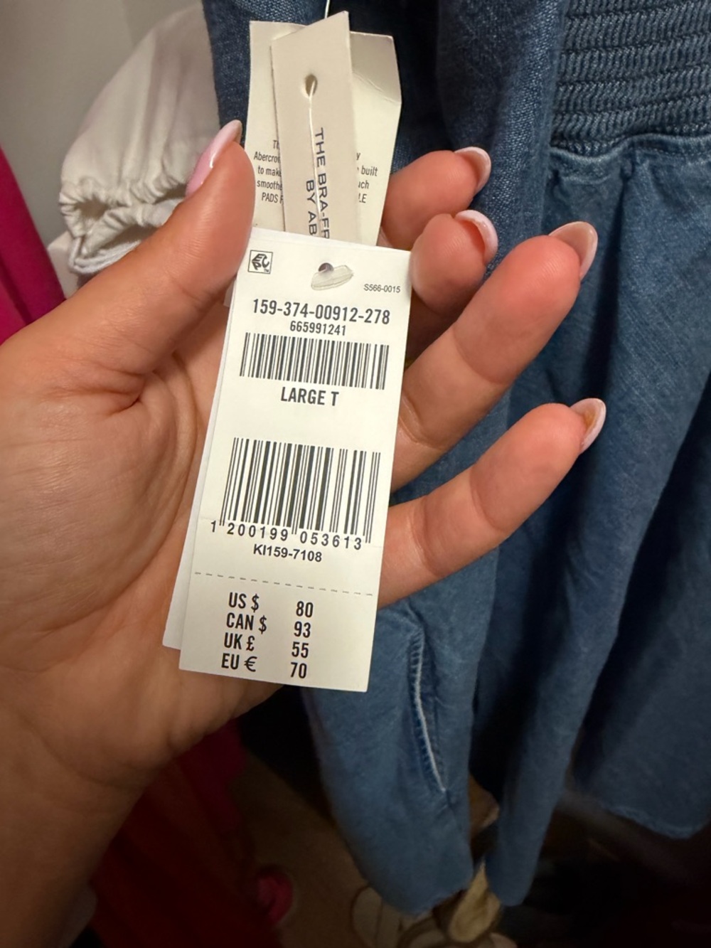 NWT A&F Bra-free Tie-front Chambray Mini Dress size large tall - Picture 9 of 10